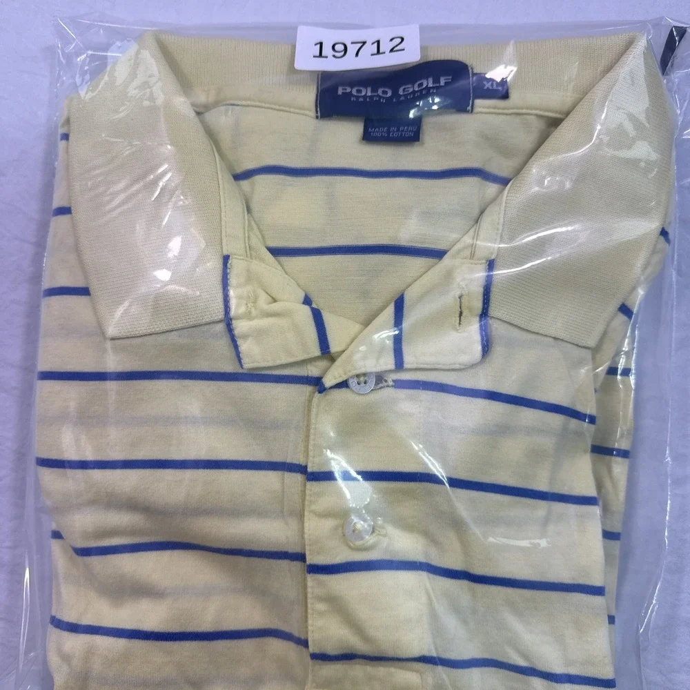 Polo Ralph Lauren shirt mens xl  navy yellow  Stripe Short Sleeve Polo Golf